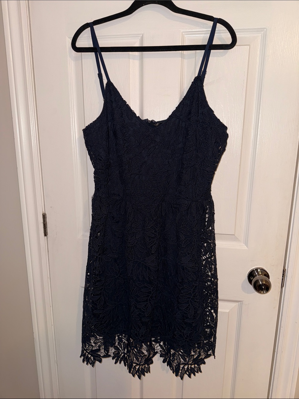 Vero Moda Navy Lace Strapless Dress with Spaghetti Straps